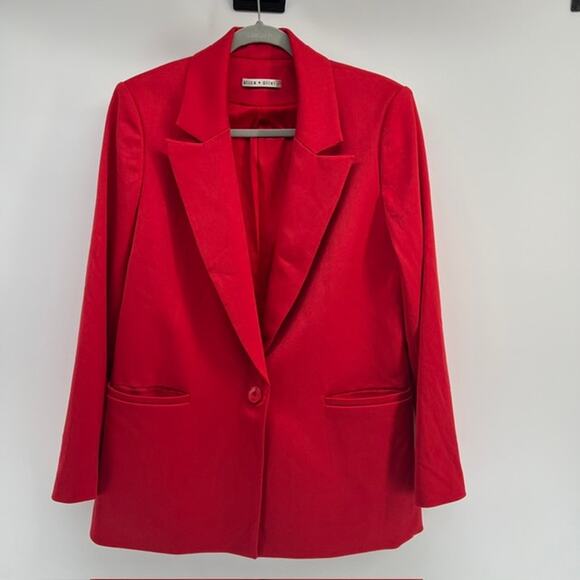 Alice + Olivia Jackets & Blazers - Alice + Olivia Denny Boyfriend Blazer Womens 8 Red Oversized Notch Professional
